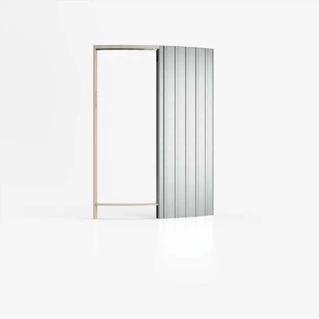 Telaio porta scorrevole in alluminio su sfondo bianco