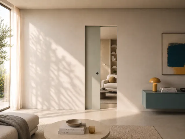 Flush sliding door to separate rooms