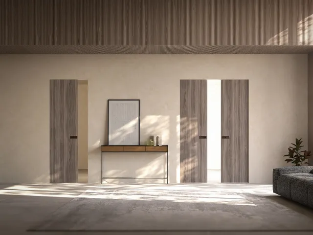 Wood-effect laminate sliding doors: echo doors