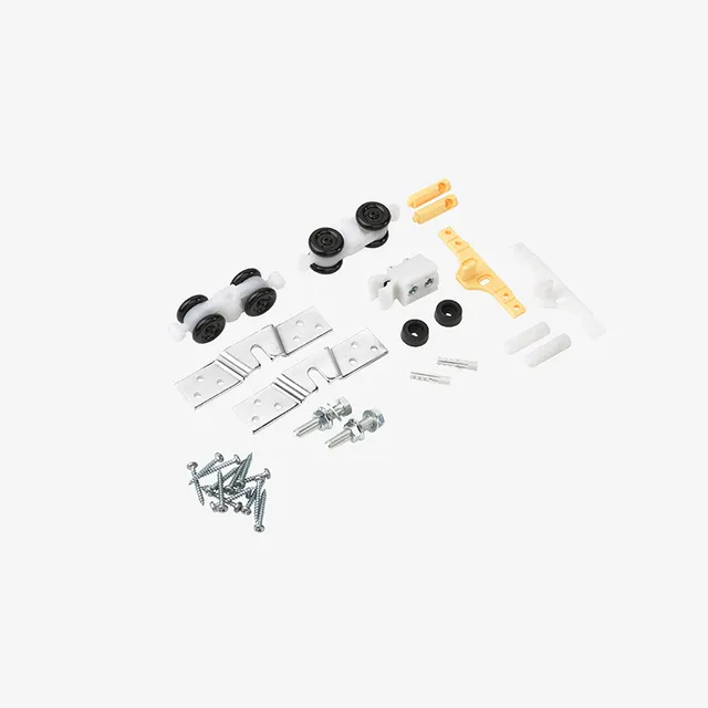 Kit carrello per portata 100 kg con tutti i componenti su sfondo bianco.