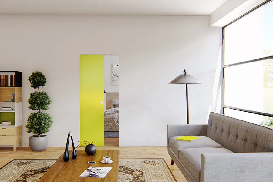 Using space-saving sliding doors to furnish a two room apartment